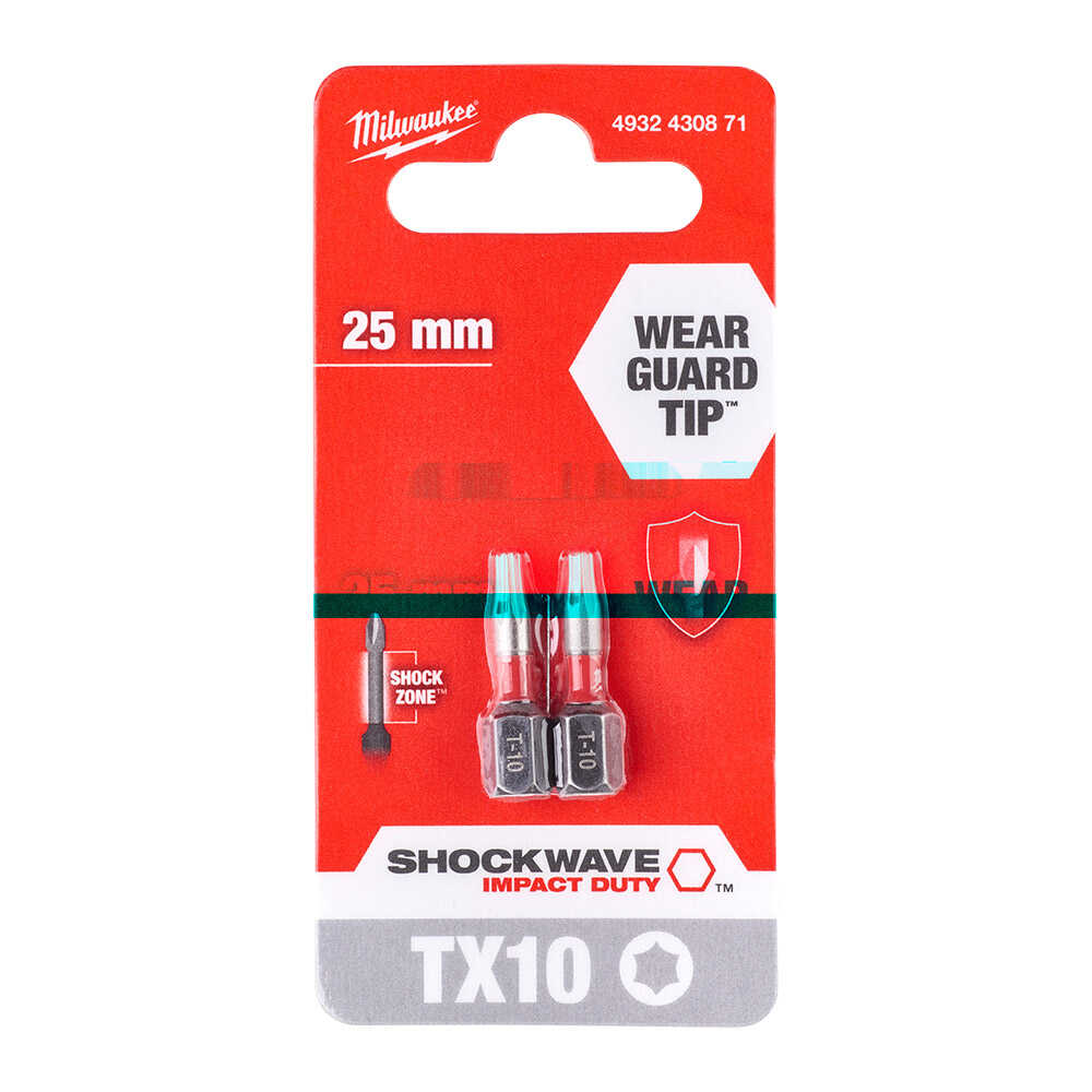 MILWAUKEE BITS UÇ TX 10 25mm 2LI PKT SHOCKWAVE